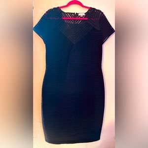 Calvin Klein Ribbed Cocktail Dress - Short Sleeve - Black